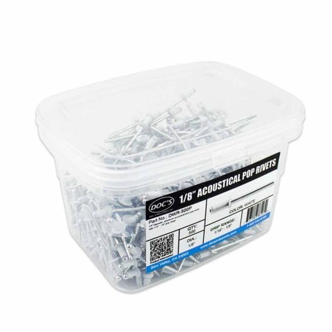 Doc's Industries 1/8″ Aluminum Acoustical Pop Rivets White – 500 Pack