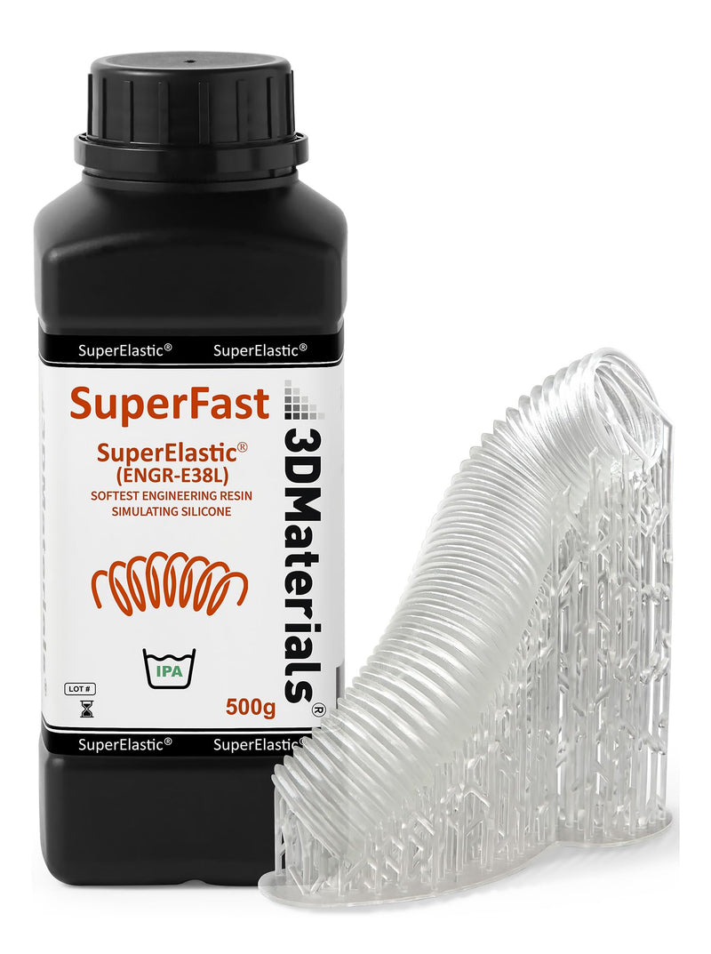 SuperElastic 3D Printer Resin, Softness 60A Simulating Soft Silicone, Made in Korea by 3DMaterials (500g, Clear) 500g