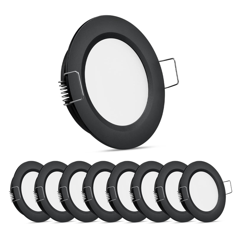 8 Pack 12 Volt LED Puck Light RV Recessed Mount Ceiling Light 2.75” 12V Down Light for Camper Van Truck Boat Interior Ceiling Kitchen Cabinet Lighting CRI 93 (Black/Warm White) Matte Black 8-pack / Warm White
