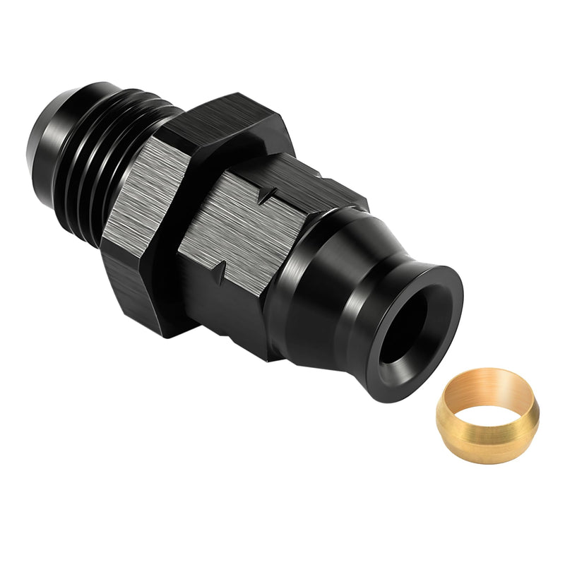 EVIL ENERGY 6AN Male to 1/4" Hardline Compression Fitting Adapter Aluminum Black 6AN to 1/4