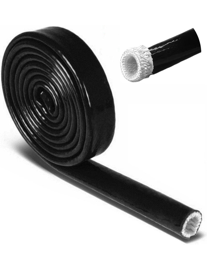 3/4"(19.05mm) ID Fire Sleeve Heat Sleeve Heat Shielded Fire Thermo Armor Silicone Coated Fiberglass for Automotive Hose Lines & Electrical Wiring,5 Feet(Black) Black 3/4" ID*5FT