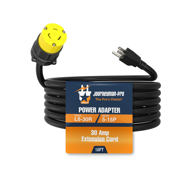 Pigtail 220V to 110V Outlet Adapter 2FT or 10FT for Plasma Cutters, Welders. Plug into Standard Household Outlet, 3 Prong Welding Extension Cord Converter from Journeyman-Pro (L630R-515P-10FT) L630R-515P-10FT