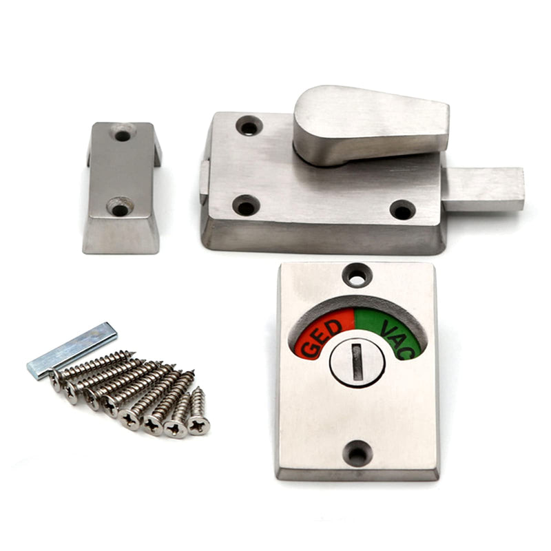 Vacant Occupied Bathroom Lock, Zinc Alloy Latch Indicating Locks Bathroom Door Privacy Indicator Bolt Vacant/Engaged Bathroom WC Public Restroom Toilet Privacy Partition Door Lock Latch Silver