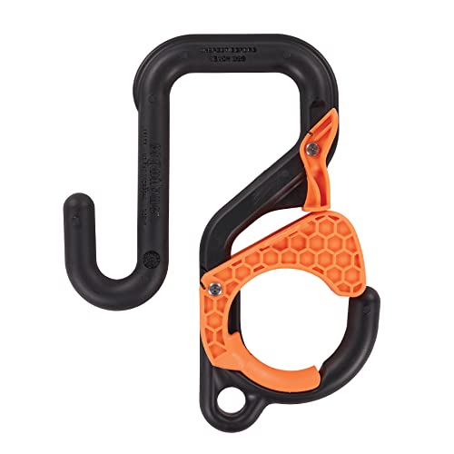 Ergodyne Squids 3178 Locking Aerial Bucket Hook with Tethering Point, Fits 3" Lip, Attach Tool Bags or Aprons to Buckets 3in (7.6cm) Black and Orange