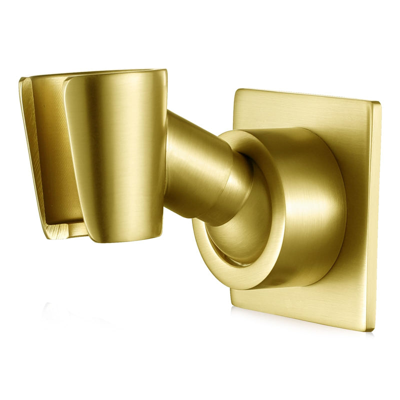 Shower Head Holder Handheld Shower Wand Holder Adjustable Shower Head Bracket Shower Wall Mount Holder, Brushed Brass/Gold Finish, Drill Free Glue Installation Brushed Gold