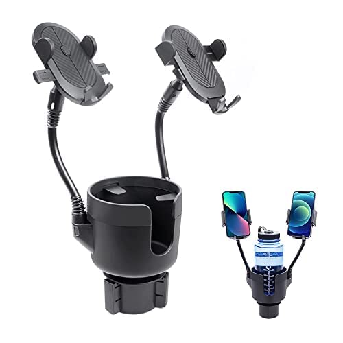 JINKEY Dual Cup Holder Phone Mount for Car，2-in-1 Adjustable Gooseneck Cradle with 360° Rotation Heavy Duty Universal Automobile Stand for Most 4"-6.7" i-Phone Mobile-Phone Holder | 2-in-1 Adjustable Gooseneck Cradle, 360° Rotation, Heavy Duty Universa...