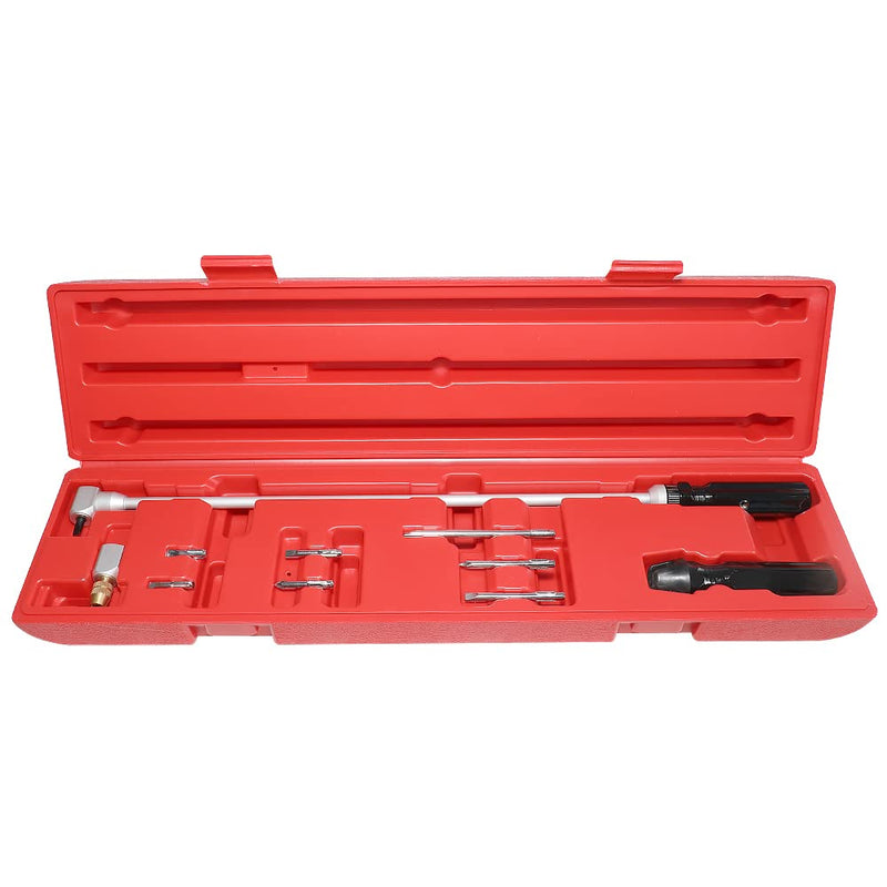 DPTOOL Carburetor Adjustment Wrench Tool 14 Inches Long 90 Degree Bevel Screwdriver Portable Multi-Purpose Screwdriver Kit For Moto Snowmobile, Phillips & Slotted Bits
