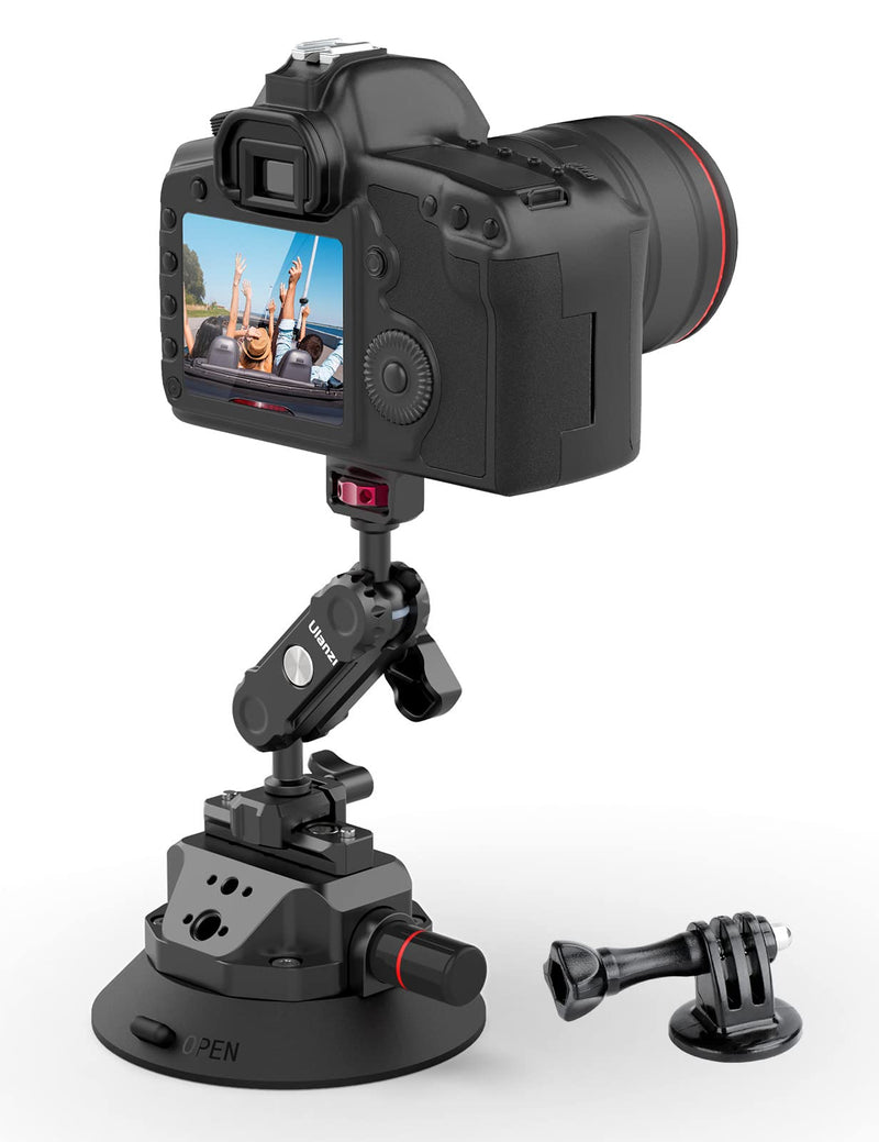 Camera Suction Cup Mount for Action Cameras - ULANZI SC-02 4.5in Pump-actived Vacuum Suction Mount w Quick Release NATO Magic Arm Car Boat Windshield Window Mount Compatible with Action Cameras