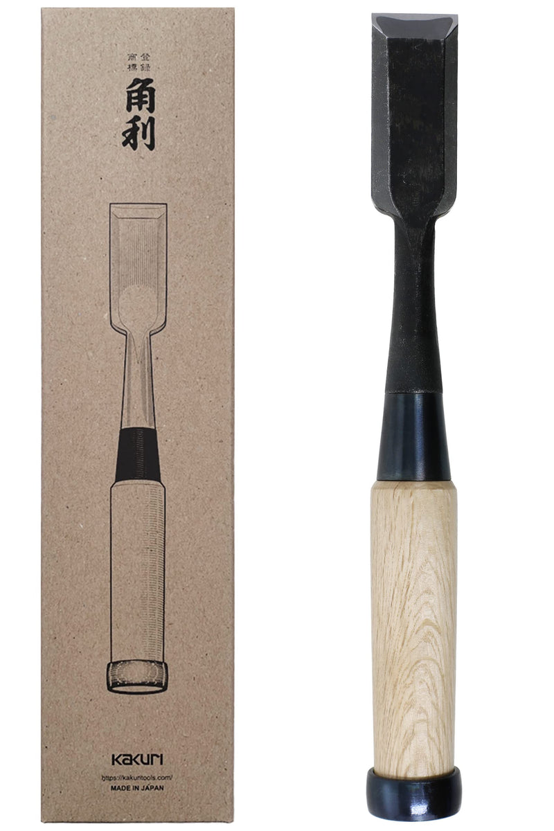 KAKURI Japanese Wood Chisel for Woodworking 1" (24mm), Made in JAPAN, Professional Japanese Chisel Oire Nomi (Hand Forged), Japanese White Steel No.2 Blade, White Oak Wood Handle 24mm