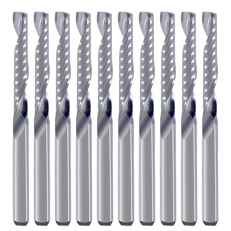 1/8Inch Shank,Single Flute (O Flute) Up Cut Spiral Router Bits End Mill Cutter, 1/8 inch Cutting Diameter, 0.87 inch Cutting Length,1.77 Inch OVL for Acrylic PVC MDF Plastic 3.175x3.175x22mm