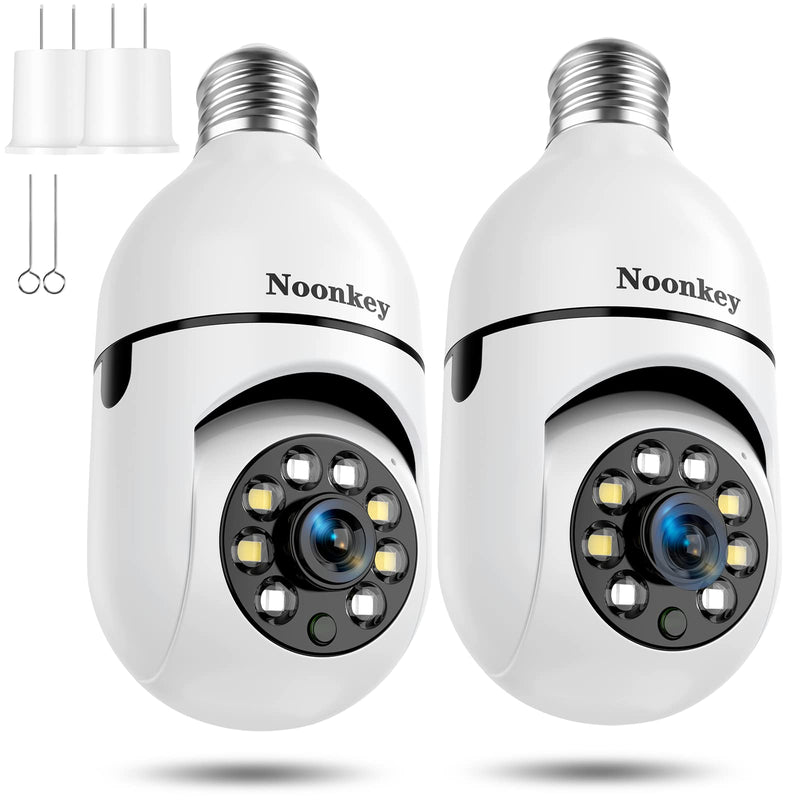 2K/3MP Light Bulb Security Camera, 5G& 2.4GHz WiFi 2 Pack Alexa Home 360° Wireless Security Camera Outdoor, Motion Tracking Detection Alarm,Color Night Vision 2-Pack