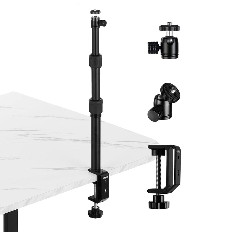 Selens Tabletop Camera Desk Mount Stand, 9.4"-18.5" with 1/4" Ball Head, Adjustable Desktop Stand Mount for DSLR Camera, Ring Light, Live Streaming, Video Studios