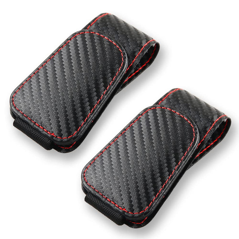 2Pcs Sunglass Holder for Car, Magnetic Leather Eyeglass Hanger Clip for Car Sun Visor, Sunglasses Holder and Ticket Card Clip for Car Visor Accessories (Carbon Fibre Black) Carbon fibre black