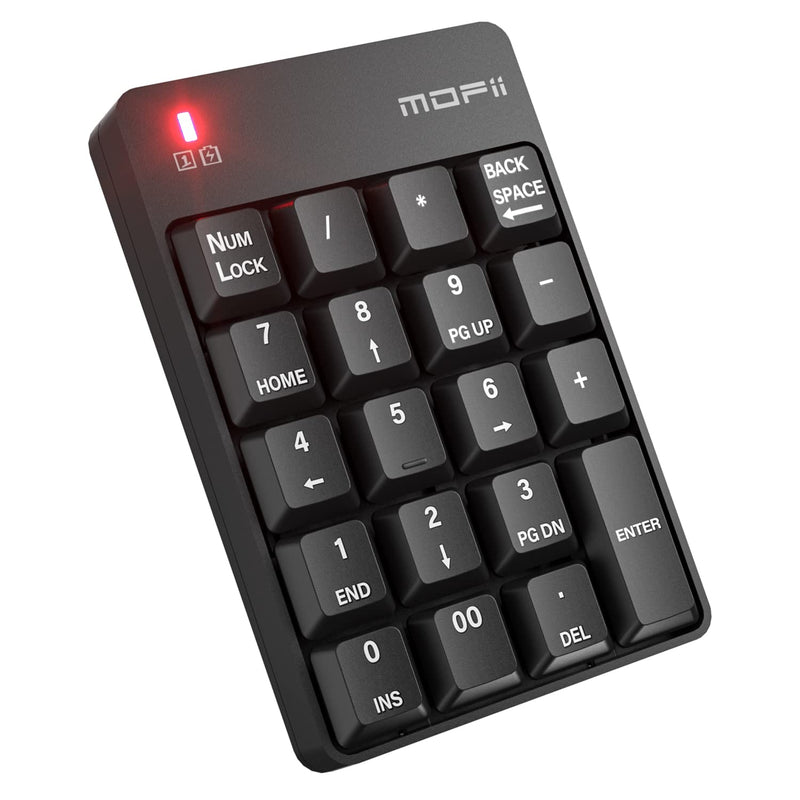MOFII Bluetooth 5.1 Number Pad Wireless Numeric Keypad Silent 19 Keys USB Keypads, Portable Financial Accounting Numpad 10 Key for Laptop/Notebook/Surface Pro/PC - Black Bluetooth Ink Black