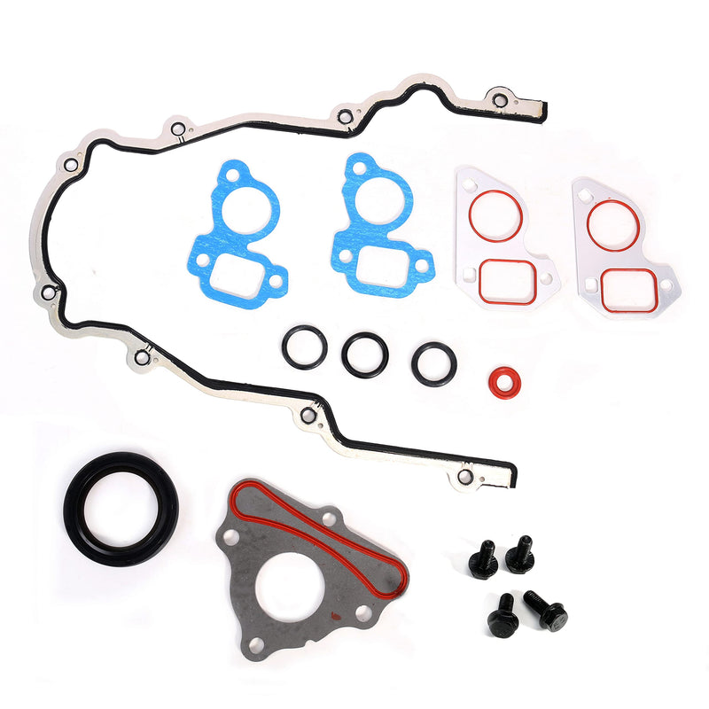 Timing Cover Gasket Set, for LS Camshaft Thrust Retainer Plate Gasket Seal Cam w/Bolt,Water Pump Gasket,Crankshaft Seal,for GM Gen III IV V LS1 LT1 L86 L84 LT4 LQ4 LS2 LS3,4.8/5.3/6.0/6.2L
