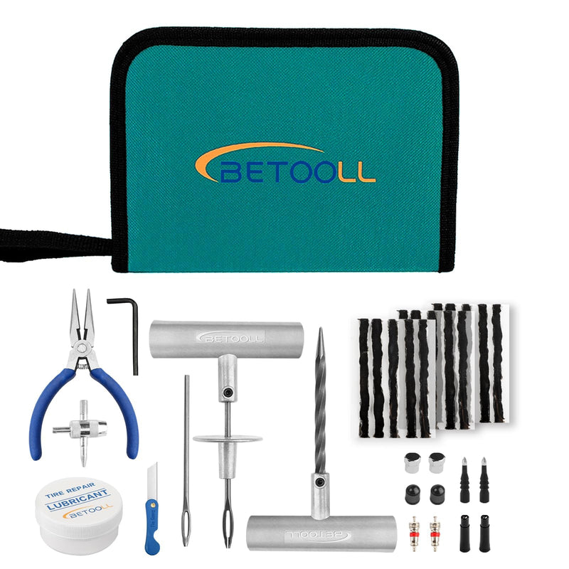 BETOOLL 35pcs Tire Repair Kits,Tire Plug Repair Tools for Car, Motorcycle, Jeep, RV, ATV,SUV, Truck, Trailer,Tractor, Lawn Mower