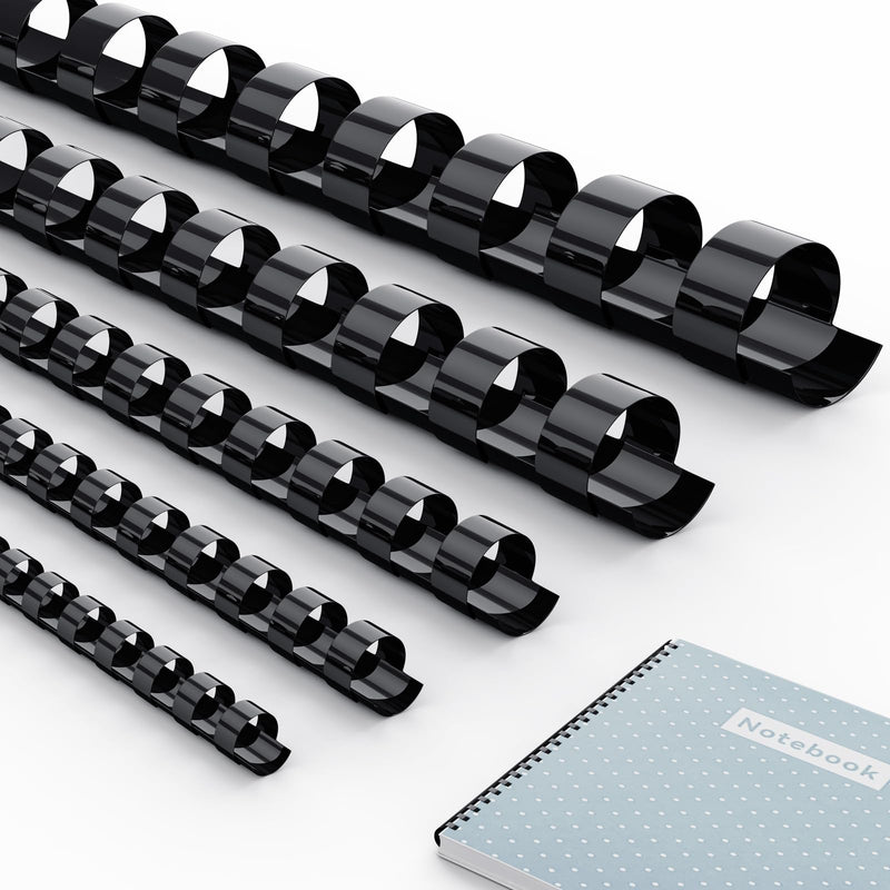 MAKEASY 100 Pack 19-Ring Letter Size Comb Binding Spines for LTR, Plastic Binding Combs, 3/8 Inch Diameter, 60 Sheet Capacity, Black Binding Combs 3/8'' 100PK