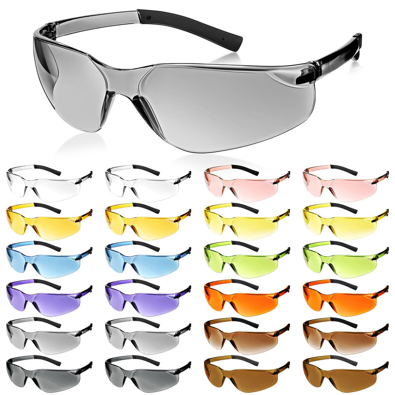 Queekay 24 Pairs Safety Glasses Unisex Anti Scratch Protective Goggles Impact Resistant Lens Eyewear As Pictures Shown