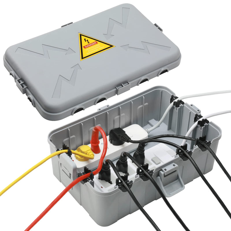 Hrensaw Large Outdoor Electrical Box(12.5x8.5x5inch),IP54 Waterproof Outdoor Outlet Covers,Weatherproof Extension Cord Covers Protect Outlet,Plug,Timer,Power Strip,Holiday Light,Grey Grey