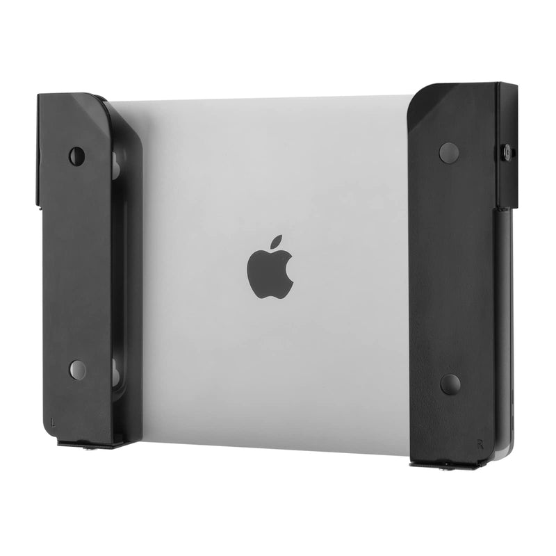 Wall Mount and Under Desk Mount Laptop Holder, Universal Laptop Storage Bracket for Devices Up to 1.18" Thick Macbooks, Surface, Keyboards, Tablets & More (Metal Black)