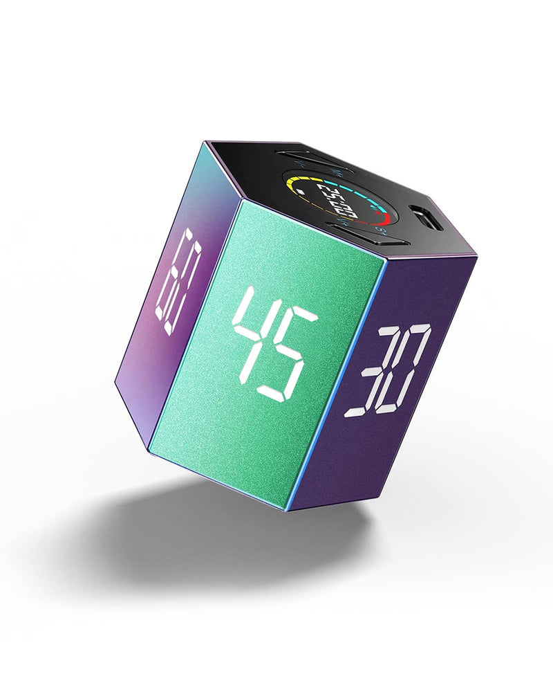 Ticktime Pomodoro Timer Cube, Hexagon Productivity Timer, Pause & Resume, Silent, Vibrate & Adjustable Sound Alert, for ADHD, Task, Work, Study, 5/15/25/30/45/60min & Custom Countdown, Purple Violet