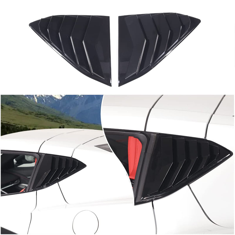 Rear Side Window Louver Cover Compatible with Chevrolet Corvette C8 2020-2024, Rear Window Shutters Trim Cover, Air Vent Scoop Shades Trim Accessories (Bright Black) Bright Black