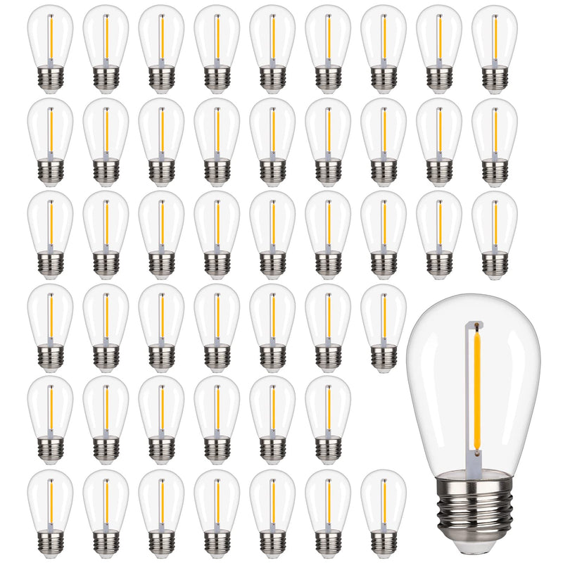 48 Pack S14 LED String Light Bulbs, 1W Shatterproof & Waterproof Outdoor Indoor Replacement Bulbs, E26 Base Edison LED Light Bulbs Warm White 2200K. (S14 48Pack) S14 48Pack