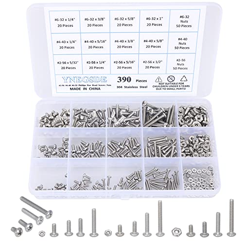 390Pcs Machine Screw Assortment Kit, Phillips Pan Head Screws and Nuts