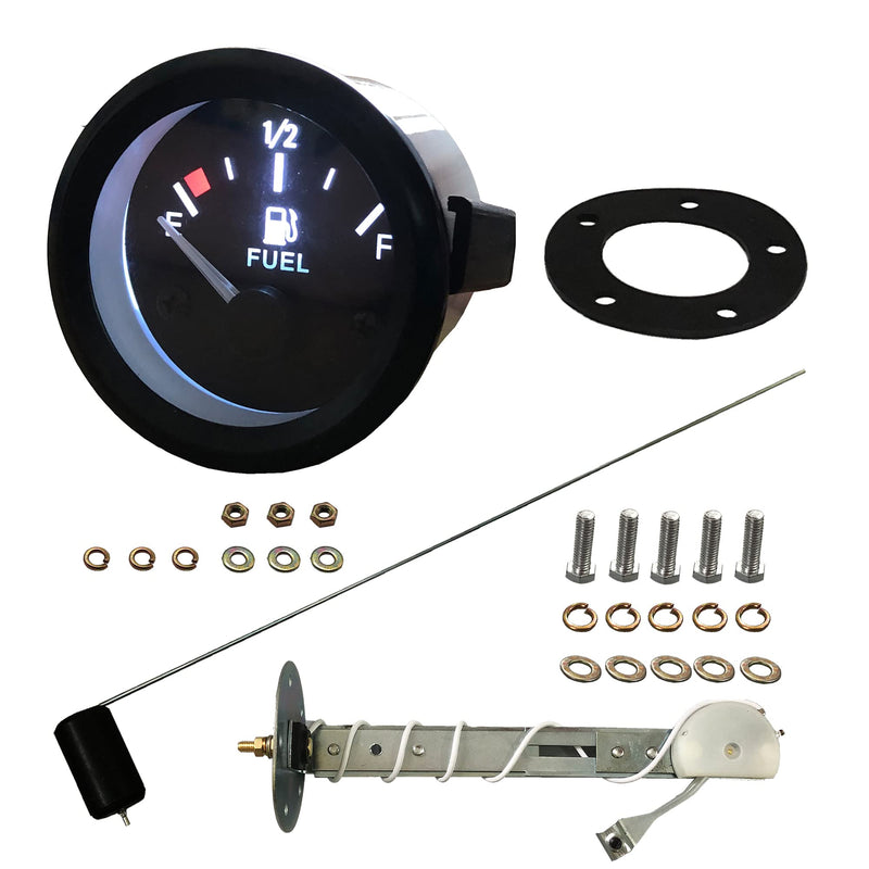 52mm Fuel Level Gauge Kit with Fuel Tank Sending Unit Boat Fuel Sender Unit Fuel Sender Fuel Water Level Sensor 2" Fuel Tank Meter 12V Universal