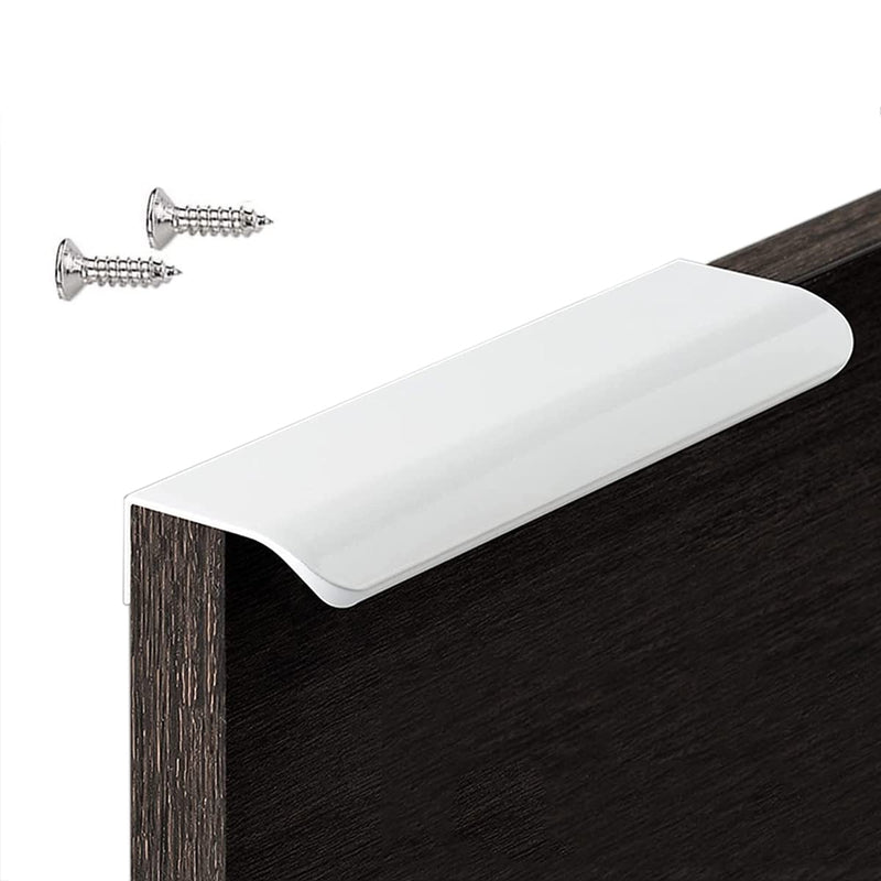 6 Pack Finger Edge Pull Furniture Drawer Handles Bright White Hidden Cabinet Kitchen Drawer Pull Handles Length:300mm/11.8" Arc angle