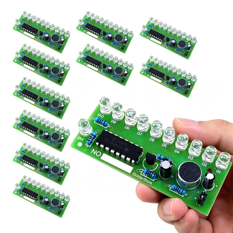10PACK ISolderStore Soldering Practice Board Soldering Project Kit CD4017 Colorful 10 LED Chasing Light LED Running Light Soldering Practice DIY Kit Electronic Kits for Beginner