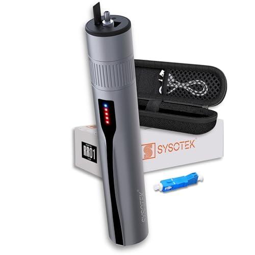 Visual Fault Locator - Rechargeable Red Light VFL Fiber Optic Tool kit - Retractable Head fits SC FC ST - Visible Red Light Source - Network Cable Tester - with Protective Case and LC Adapter