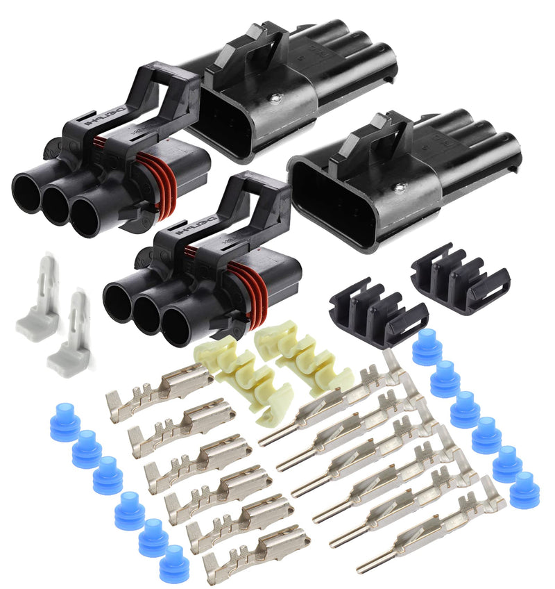2-Pack, 30Amp (3-PIN) Metri-Pack Waterproof Connector Terminals and Seals 10-12 AWG