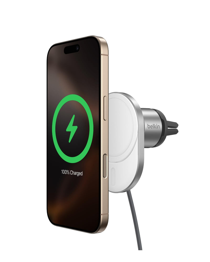 Belkin 15W MagSafe-Compatible Wireless Car Charger, Vent Mount | iPhone 17/16/15/14/13, Pixel 10 compatible, fast charging, secure vent mount, hands-free driving Charging Mount