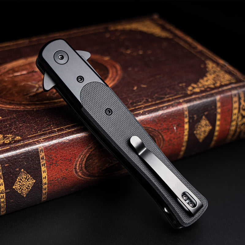NedFoss MERMAID Pocket Knife for Men, 3.9" D2 Steel Folding EDC Knife with G10 Handle, Safety Liner Lock, Hunting Camping Hiking Fishing Knife for Men Women MERMAID_Black
