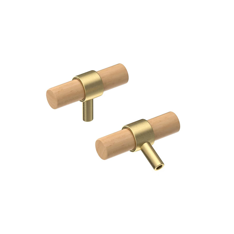 Wooden Drawer Pulls,10-Pack Beech Wood Drawer Handles Knobs,Suitable for Kitchen, Living Room, Bedroom, Bathroom and Other Scenes,Gold 10