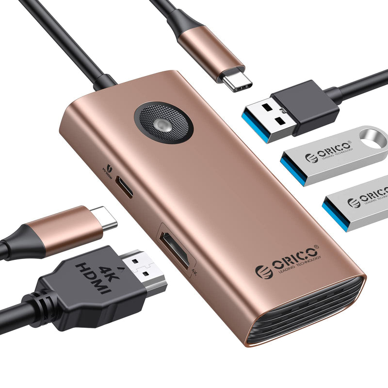ORICO 5 in 1 USB C Docking Station - HDMI 4K, 60W Power Delivery, USB 3.0 and 2 USB 2.0 Ports for MacBook, XPS and More