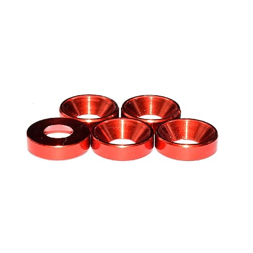 50pcs M5 Countersunk Washers Alloy Aluminum Screw Gaskets (Red) Red