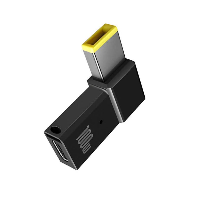 USB C Charging Adapter for Lenovo, Female USB-C to Slim Square Yellow Tip Converter 100w PD Charger Adapter for Lenovo Thinkpad x1 Carbon t470 t460 t450 t440