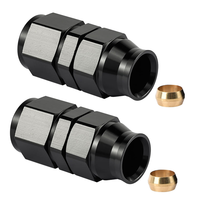 EVIL ENERGY 6AN Female Flare to 3/8" Compression Hardline Fitting Aluminum Black 2PCS 6AN to 3/8
