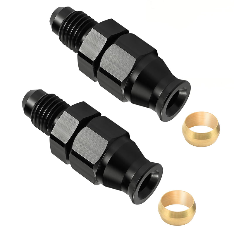 EVIL ENERGY 6AN Male to 3/8" Hardline Compression Fitting Adapter Aluminum Black 2PCS 6AN to 3/8