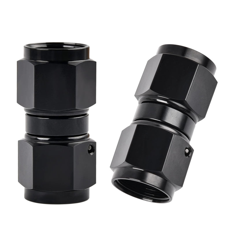 EVIL ENERGY 6AN Female to 6AN Female Straight Swivel Coupler Union Fitting Adapter Aluminum Black 2PCS