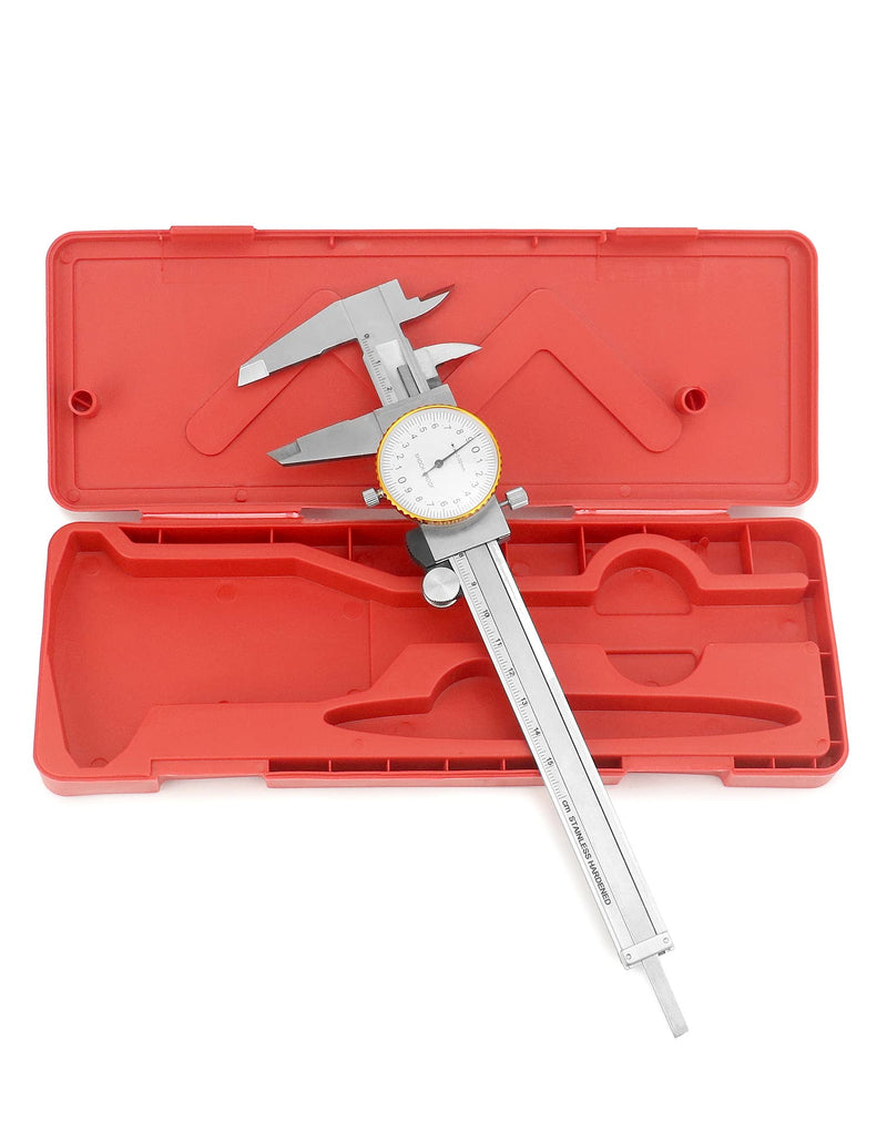 QWORK Dial Calipers, 0-15cm Caliper Measuring Tool, 0.02mm Graduation Interval, Shockproof Measuring Micrometer Vernier Caliper