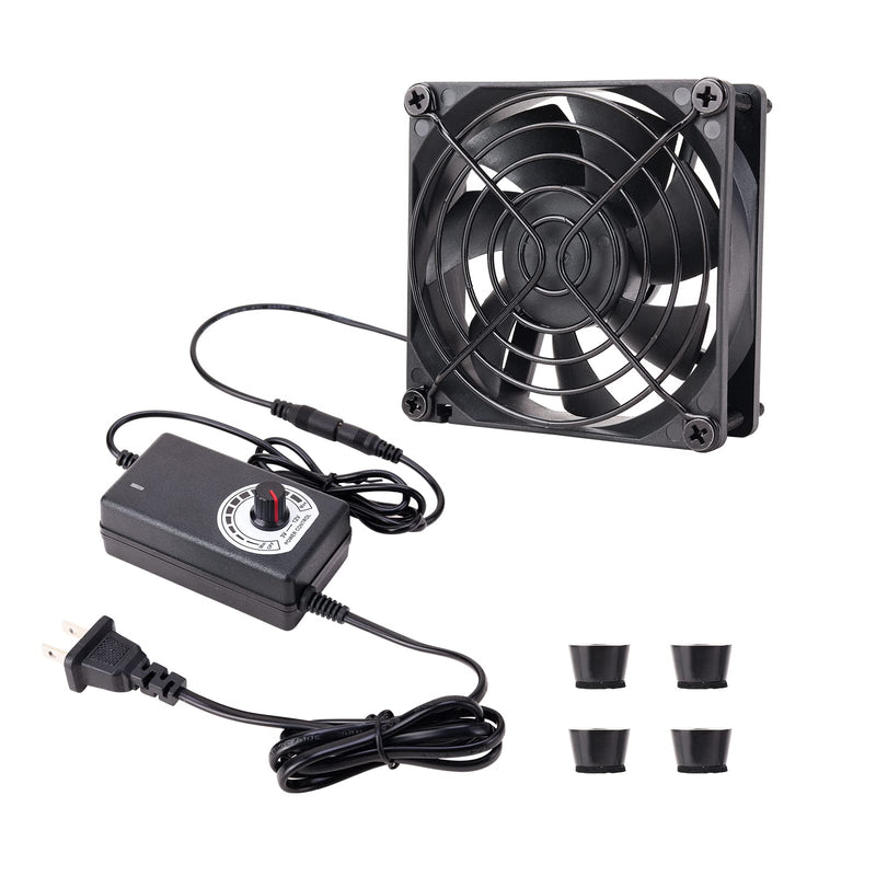 80mm x 25mm Computer Fan with AC Plug 110V - 240V with Speed Controller for Receiver Xbox DVR PlayStation Component Cooling