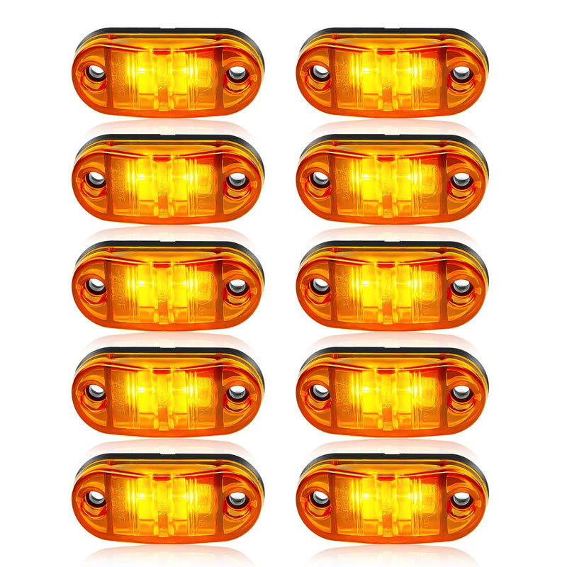 ALFU 10 Pack Amber DC12-24V IP68 Waterproof LED Trailer Lights Kit Front Rear LED Side Marker Clearance Indicators Light for RV Camper Truck Van Caravan Boat 10Amber