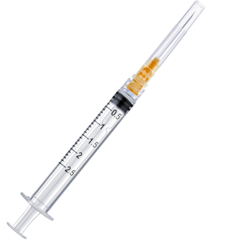 100 Pack Disposable 2.5ml/cc Lab Syringes with 25Ga 1 Inch Needle Luer Lock, Individually Sealed Packed 100 2.5ml 25ga-1inch