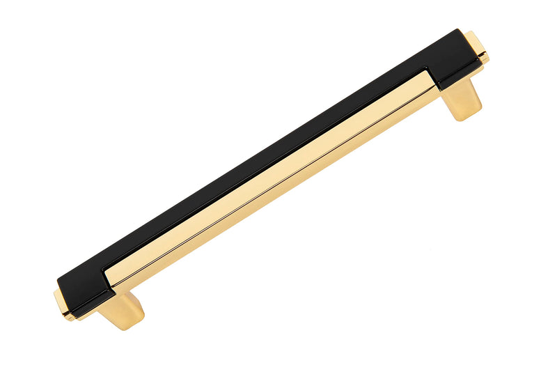 CAYBO 5 Inch Gold Drawer and Cabinet Handle Set – Unique Modern Kitchen Cabinet Pulls and Handles – Easy, DIY Installation, Includes 2 Sets of Screws – Gold and Black, 5 Pack 5 Pack 5"/128mm Gold Black
