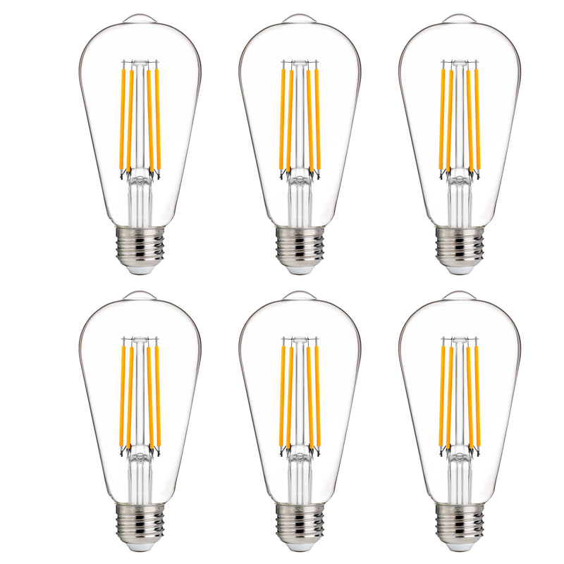 FLSNT 100W Equivalent LED Edison Bulbs, ST19/ST58 Dimmable LED Light Bulbs for Dining Room, Kitchen, High Brightness with 1000LM, 2700K Soft White, 8W, E26 Base, 6 Pack 100w 2700k Soft White 6 Count (Pack of 1)