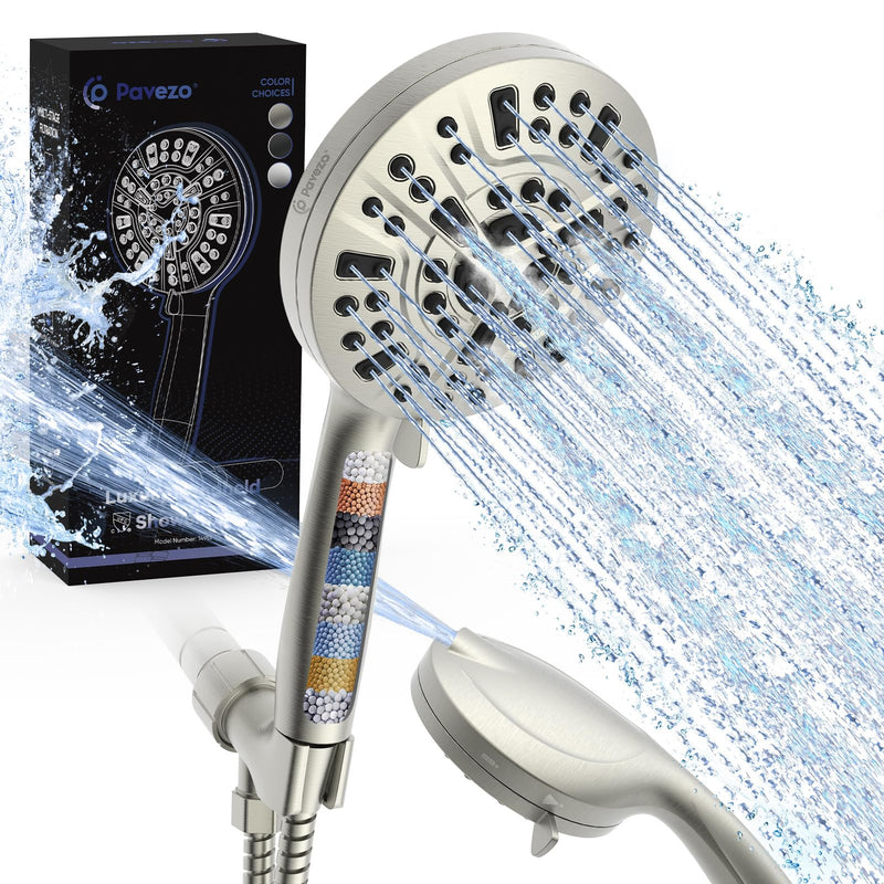 High Pressure Handheld Shower Head with Filter, 10 Spray Modes, Classic Nickel