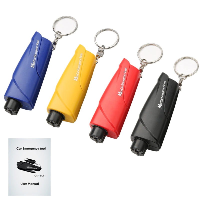 4-Pack Car Window Breaker Keychain Seatbelt Cutter, 3-in-1 Glass Breaker and Seat Belt Cutter, Car Emergency Escape Tool with User Manual for Land and Underwater